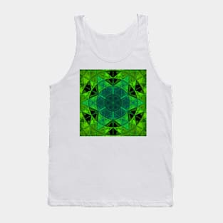 Mosaic Kaleidoscope Flower Green Tank Top